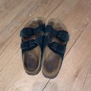 Birkenstock Arizona Black Suede Women’s 38 Narrow, EUC